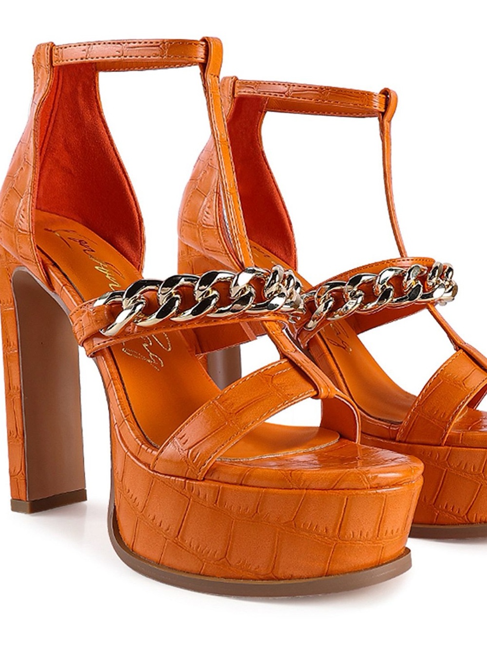 London Rag Bonita Platform Sandals with Gold Chain - size 6